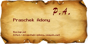 Praschek Adony névjegykártya